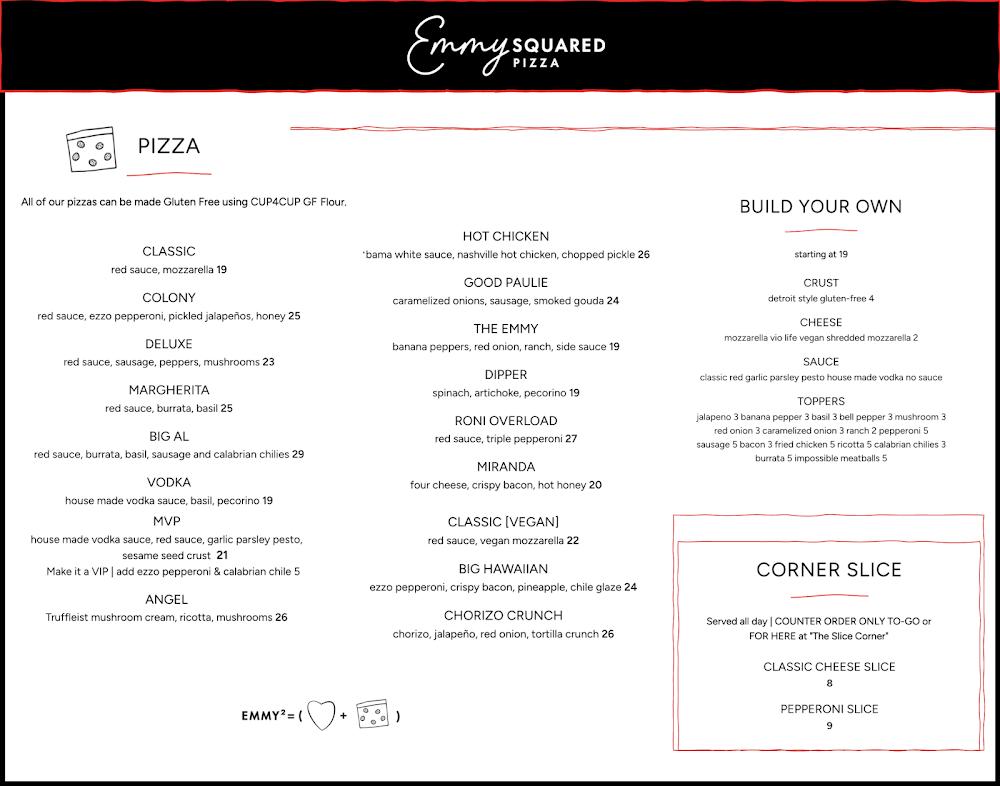 Emmy Squared Pizza Menu image 1